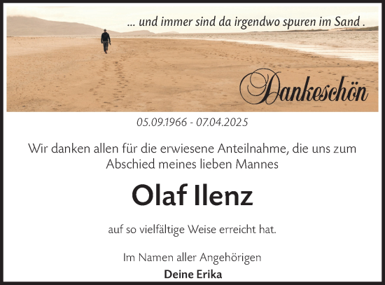 Traueranzeige von Olaf Ilenz von Märkische Oderzeitung