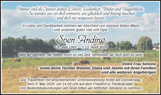 Traueranzeige von Sven Anding von Märkische Oderzeitung