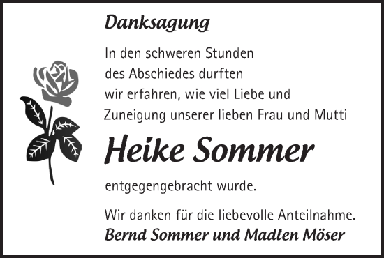 Traueranzeige von Heike Sommer von Märkische Oderzeitung