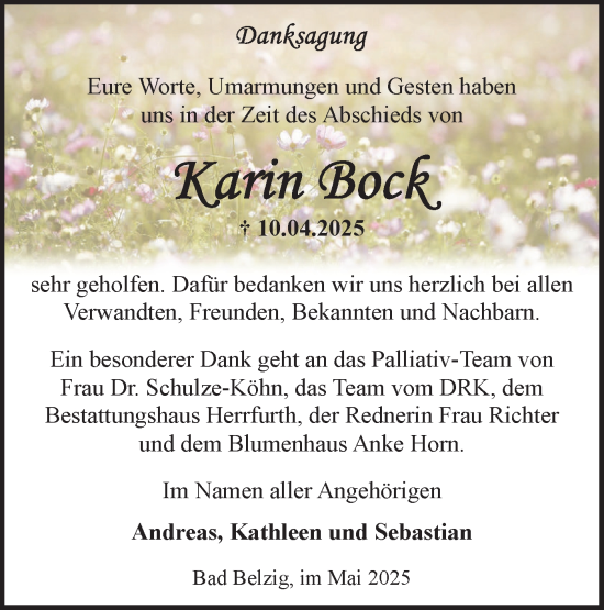 Traueranzeige von Karin Bock von Märkische Oderzeitung