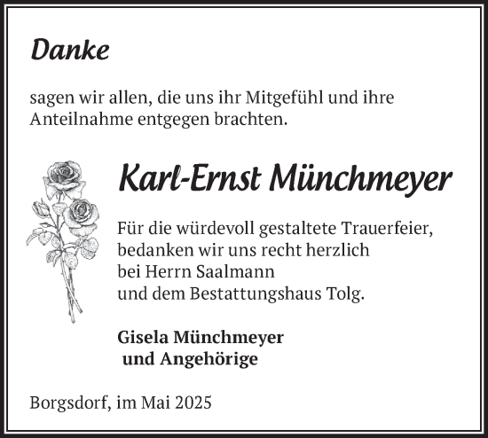Traueranzeige von Karl-Ernst Münchmeyer von Märkische Oderzeitung