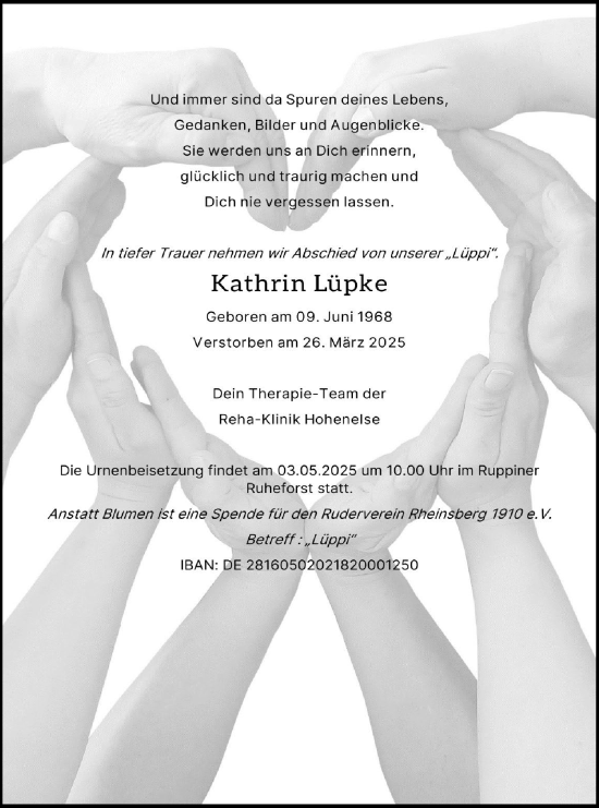 Traueranzeige von Kathrin Lüpke von Märkische Oderzeitung