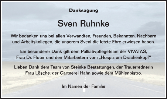Traueranzeige von Sven Ruhnke von Märkische Oderzeitung