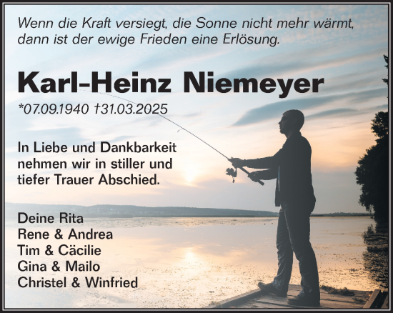 Traueranzeige von Karl-Heinz Niemeyer von Märkische Oderzeitung