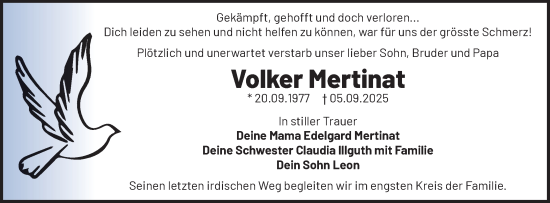 Traueranzeige von Volker Mertinat von Märkische Oderzeitung