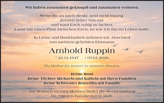 Traueranzeige von Arnhold Ruppin von Märkische Oderzeitung