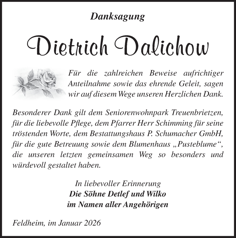  Traueranzeige für Dietrich Dalichow vom 24.01.2026 aus Blickpunkt Jüterbog/Luckenwalde
