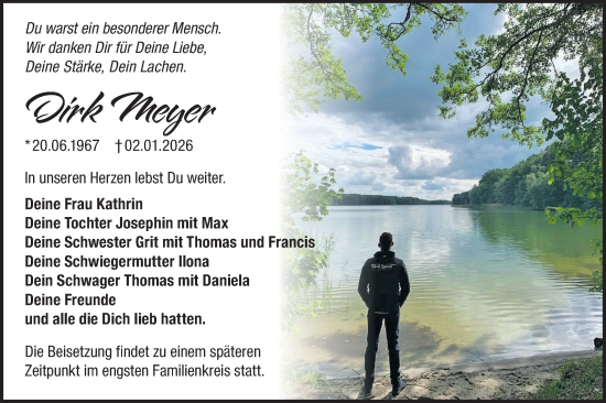 Traueranzeige von Dirk Meyer von Märkische Oderzeitung
