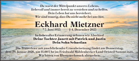 Traueranzeige von Eckhard Mietzner von Märkische Oderzeitung
