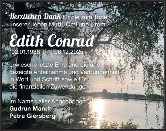 Traueranzeige von Edith Conrad von Märkische Oderzeitung