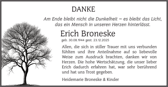 Traueranzeige von Erich Broneske von Blickpunkt Jüterbog/Luckenwalde