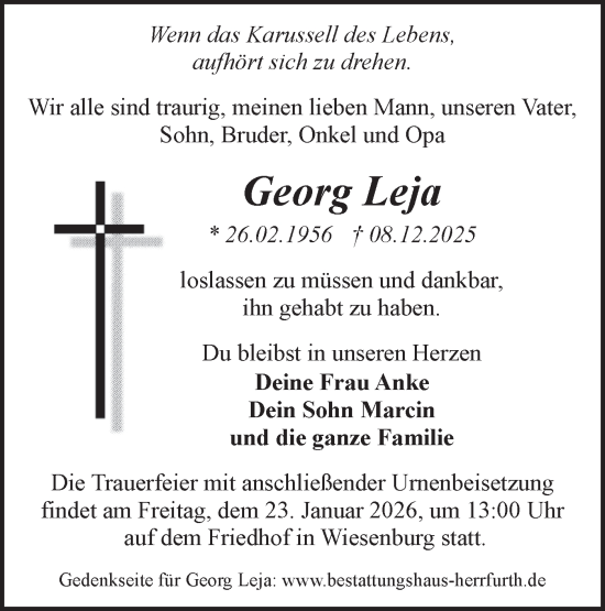 Traueranzeige von Georg Leja von Märkische Oderzeitung