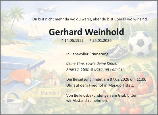 Traueranzeige von Gerhard Weinhold von MO Oderld.-Echo