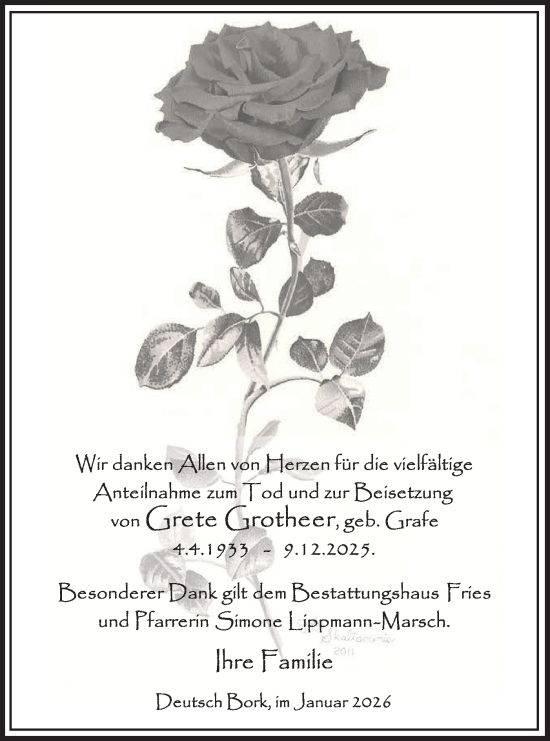Traueranzeige von Grete Girotheer von Märkische Oderzeitung