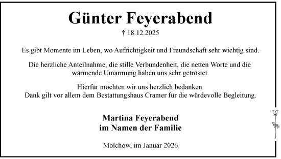 Traueranzeige von Günter Feyerabend von Märkische Oderzeitung
