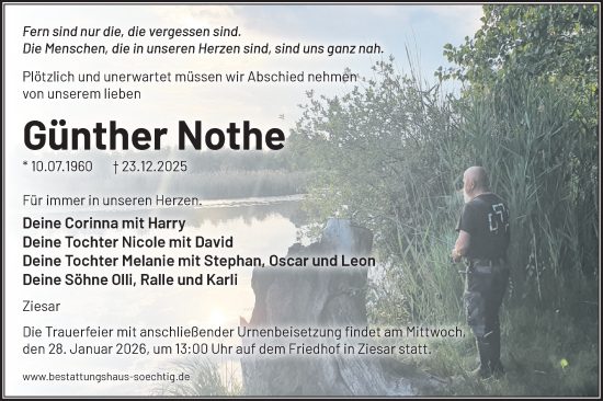 Traueranzeige von Günther Nothe von Märkische Oderzeitung