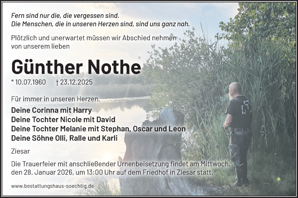  Traueranzeige für Günther Nothe vom 10.01.2026 aus Märkische Oderzeitung