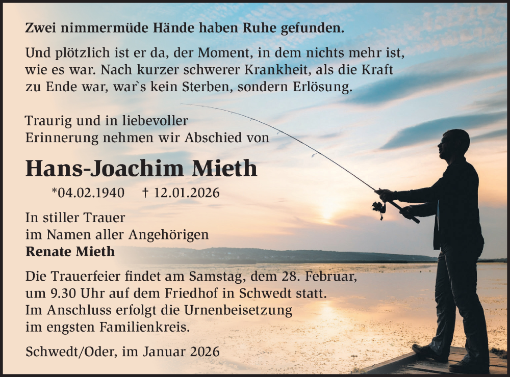  Traueranzeige für Hans-Joachim Mieth vom 24.01.2026 aus MO Uckerm.-Anz.