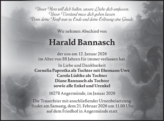 Traueranzeige von Harald Bannasch von MO Uckerm.-Anz.