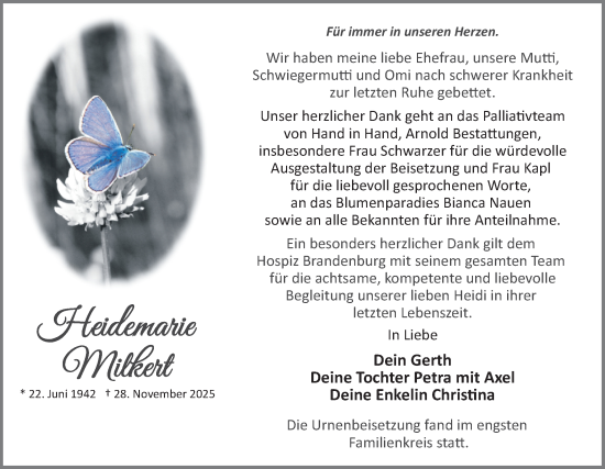 Traueranzeige von Heidi  von Märkische Oderzeitung