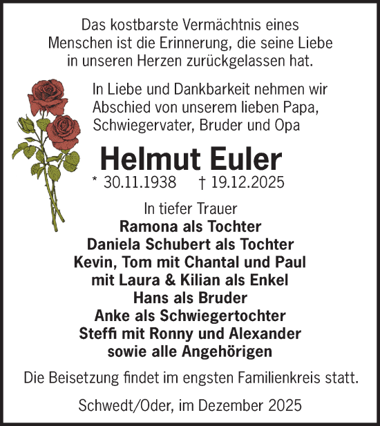 Traueranzeige von Helmut Euler von MO Uckerm.-Anz.