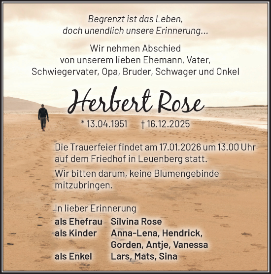Traueranzeige von Herbert Rose von MO Oderld.-Echo