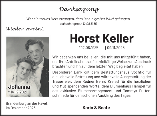 Traueranzeige von Horst Keller von Märkische Oderzeitung