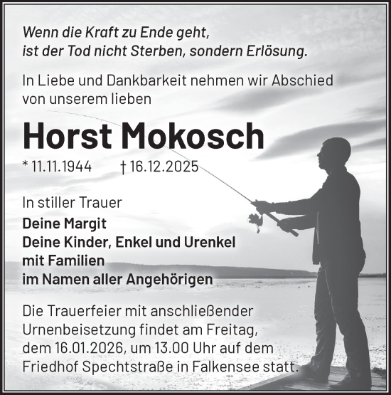 Traueranzeige von Horst Mokosch von Märkische Oderzeitung
