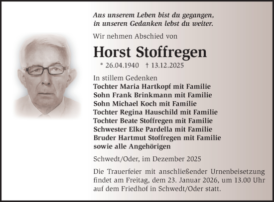Traueranzeige von Horst Stoffregen von MO Uckerm.-Anz.