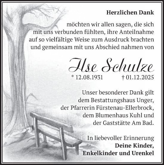 Traueranzeige von Ilse Schulze von Blickpunkt Jüterbog/Luckenwalde