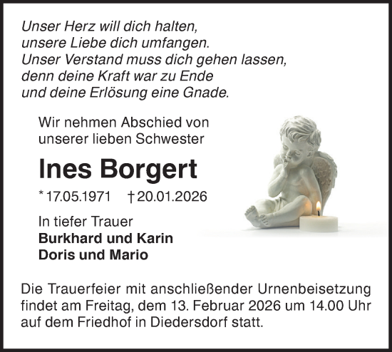 Traueranzeige von Ines Borgert von MO Oderld.-Echo