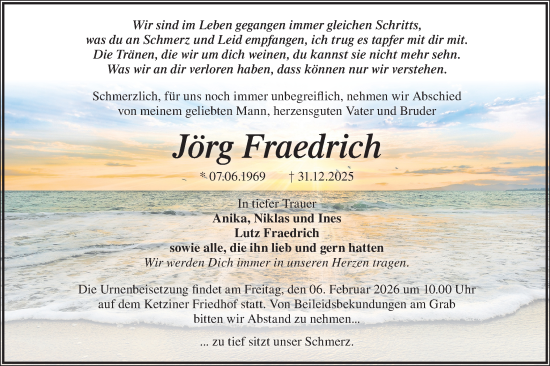 Traueranzeige von Jörg Fraedrich von Märkische Oderzeitung