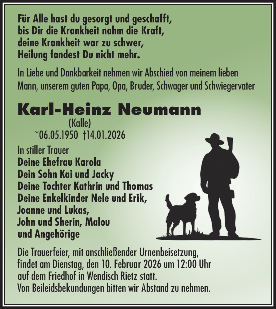 Traueranzeige von Karl-Heinz Neumann von Märkische Oderzeitung