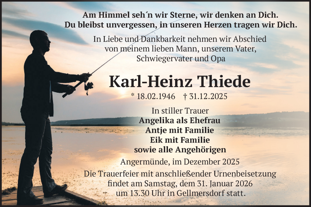  Traueranzeige für Karl-Heinz Thiede vom 17.01.2026 aus MO Uckerm.-Anz.