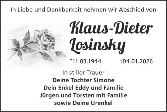 Traueranzeige von Klaus-Dieter Losinsky von Märkische Oderzeitung