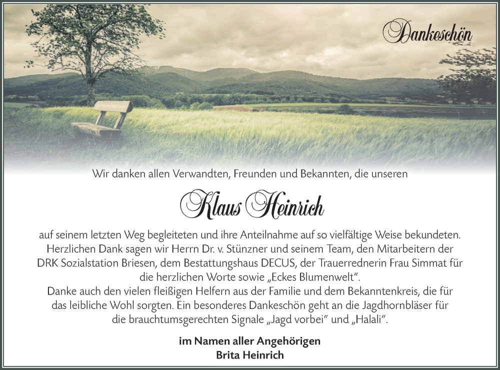  Traueranzeige für Klaus Heinrich Heinrich vom 24.01.2026 aus Märkische Oderzeitung