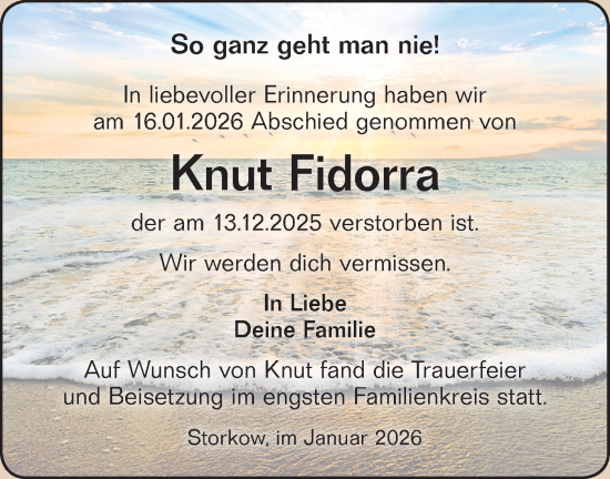 Traueranzeige von Knut Fidorra von Märkische Oderzeitung