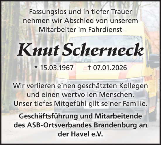 Traueranzeige von Knut Scherneck von Märkische Oderzeitung
