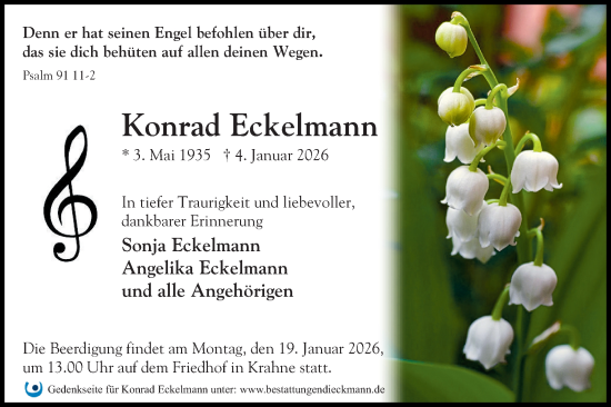 Traueranzeige von Konrad Eckelmann von Märkische Oderzeitung
