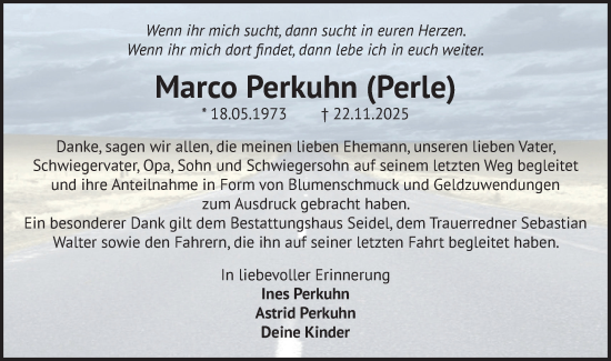 Traueranzeige von Marco Perkuhn von Märkische Oderzeitung