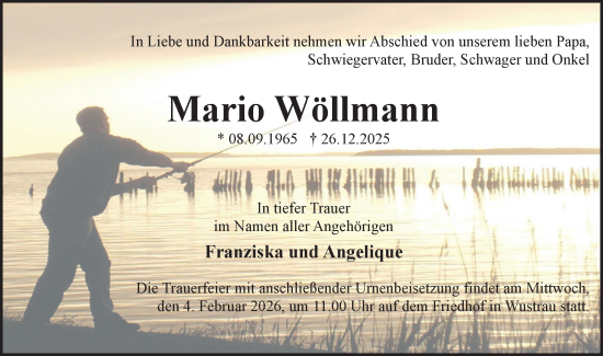 Traueranzeige von Mario Wöllmann von Märkische Oderzeitung