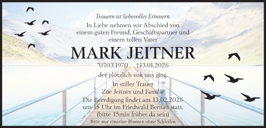 Traueranzeige von Mark Jeitner von Märkische Oderzeitung