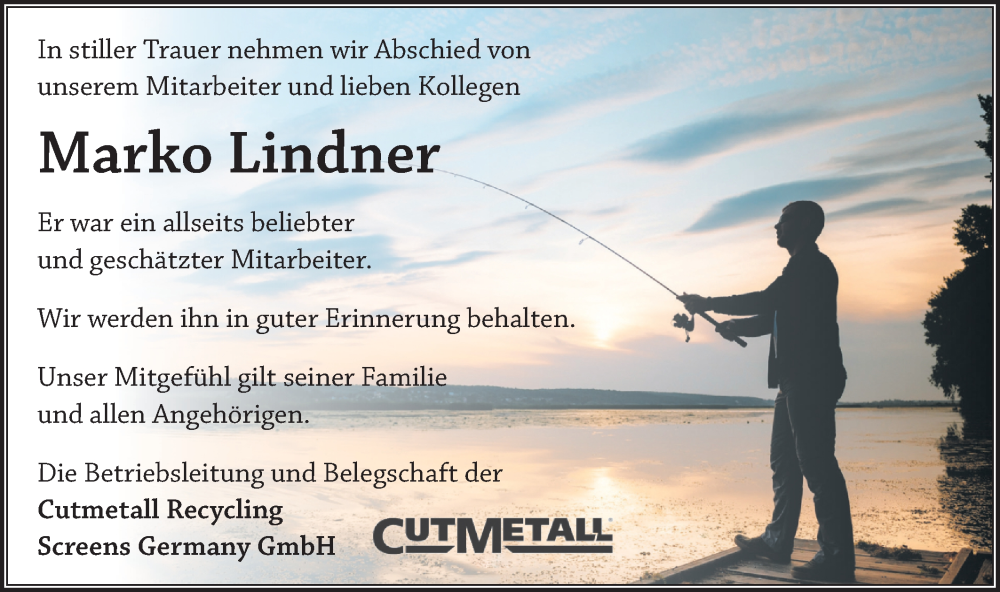 Traueranzeige für Marko Lindner vom 31.01.2026 aus Märkische Oderzeitung