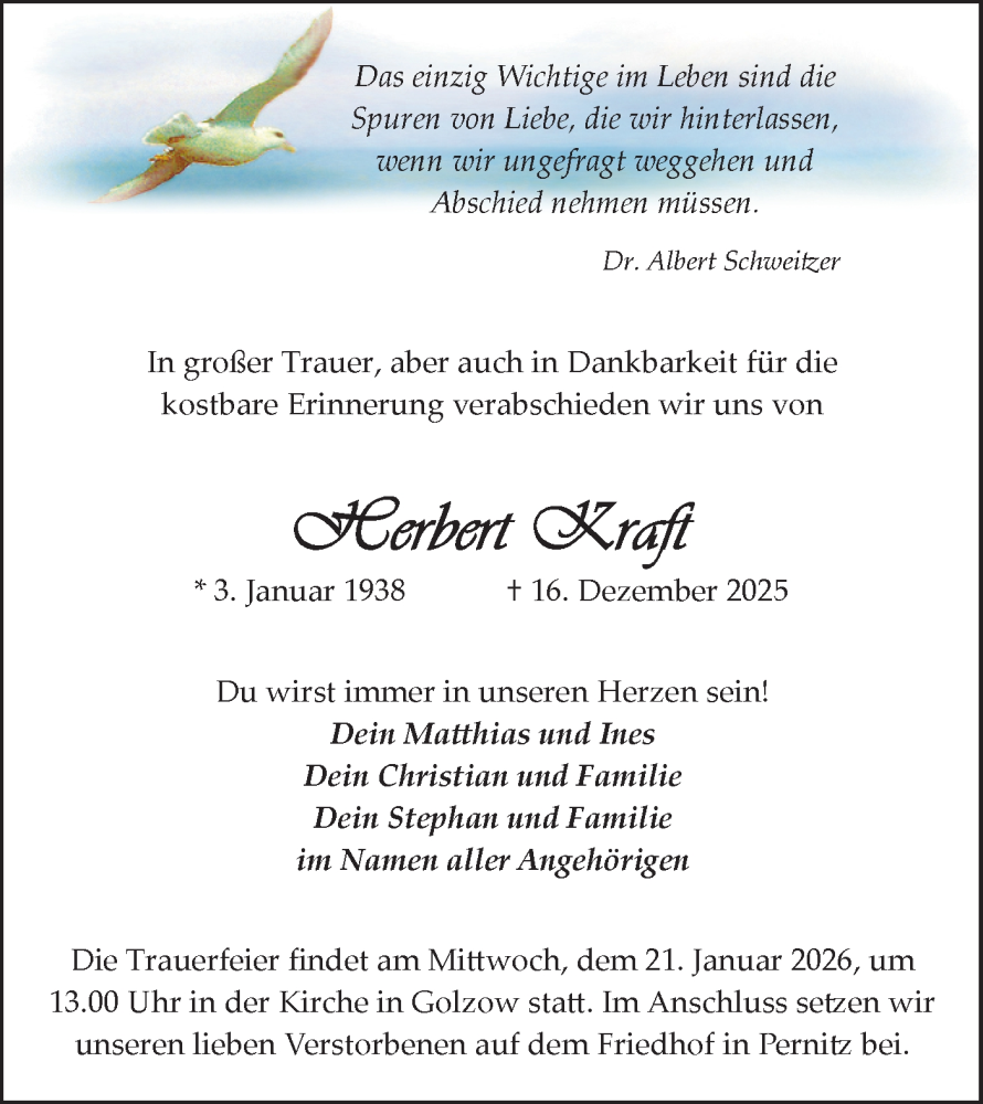 Traueranzeige für Norbert Kraff vom 10.01.2026 aus Märkische Oderzeitung