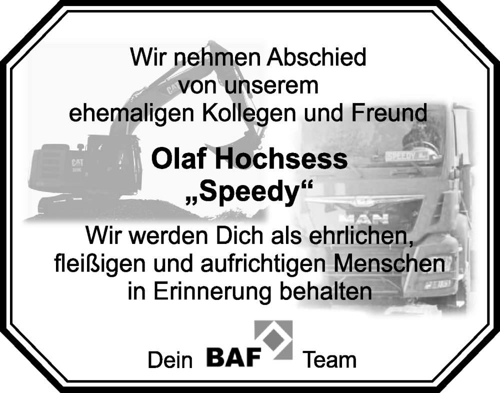  Traueranzeige für Olaf Hochsess vom 17.01.2026 aus Märkische Oderzeitung
