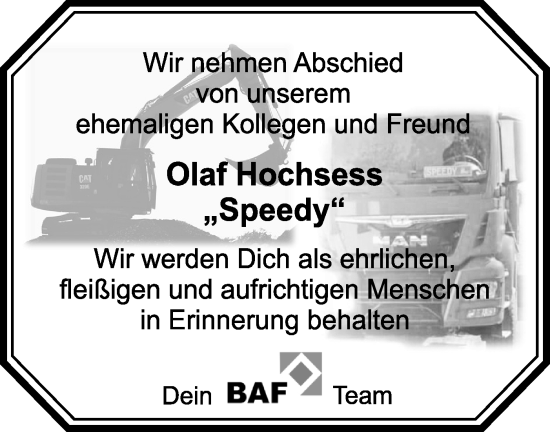 Traueranzeige von Olaf Hochsess von Märkische Oderzeitung