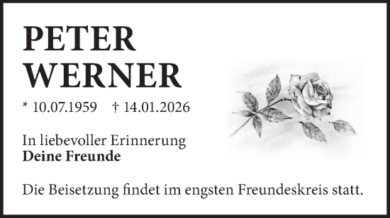 Traueranzeige von Peter Werner von Märkische Oderzeitung