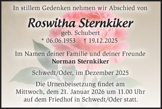 Traueranzeige von Roswitha Sternkiker von MO Uckerm.-Anz.