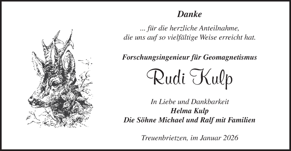  Traueranzeige für Rudi Kulp vom 24.01.2026 aus Blickpunkt Jüterbog/Luckenwalde