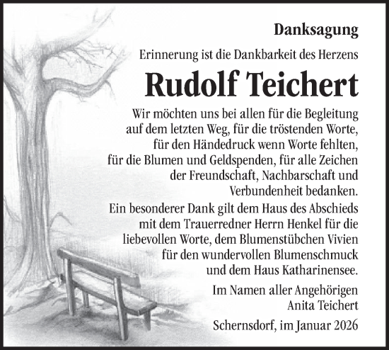 Traueranzeige von Rudolf Teichert von Märkische Oderzeitung